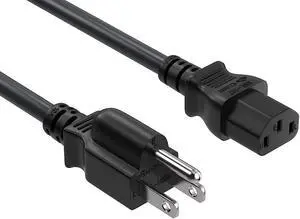 cable leader shielded 6 ft 18 awg power cord nema 5-15p to iec320 c13 for computer, tv