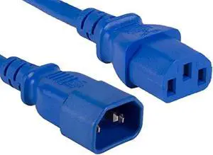cable leader 18 awg computer power extension cord (iec320 c13 to iec320 c14), color ul listed (6 foot (1 pack), blue)