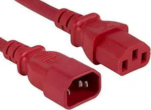 cable leader 14 awg computer power extension cord (iec320 c13 to iec320 c14), color ul listed (4 foot (1 pack), red)