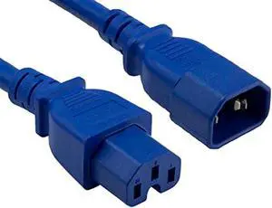 cable leader 6ft 14 awg 15a 250v power cord (iec320 c14 to iec320 c15), blue