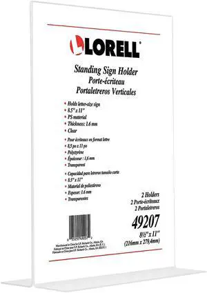 lorell, llr49207, t-base standing sign holder, 1 pack, clear