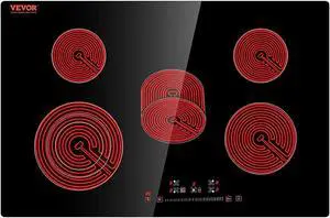 vevor lt5-32 built in electric stove top glass radiant cooktop with touch control
