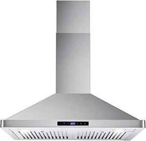 cosmo cos-63175s wall mount range hood with ducted convertible ductless (no kit included), ceiling chimney-style stove vent, leds light, permanent filter, 3 speed fan in stainless steel (30 inch)