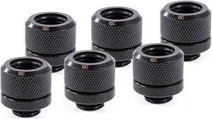 alphacool eiszapfen hardtube g1/4" fitting, 14mm od, deep black, 6-pack