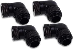 alphacool eiszapfen angled adaptor 90 rotatable g1/4 ot to g1/4 it - black - four pack (17618)