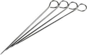 chef craft premium bbq skewers, 9 inch 4 piece set, stainless steel