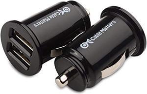 Cable Matters (2-Pack) 10W 2A Mini Dual-USB Car Charger in Black