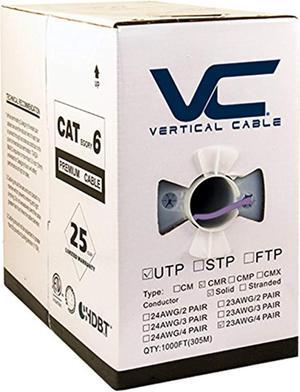 vertical cable cat6, 550 mhz, utp, 23awg, solid bare copper, 1000ft, purple, bulk ethernet cable