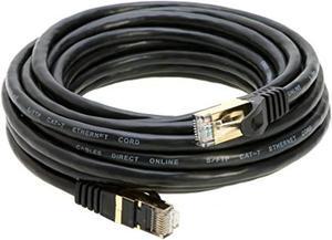 Cables Direct Online 30ft Cat7 S/FTP Ethernet Cable, Gold-Plated Shielded RJ45 Connectors, Black