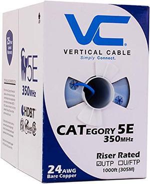 vertical cable cat5e, 350 mhz, utp, 24awg, 8c solid bare copper, 1000ft, blue, bulk ethernet cable - 151 series