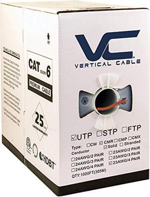vertical cable cat6, 550 mhz, utp, 23awg, solid bare copper, 1000ft, orange, bulk ethernet cable