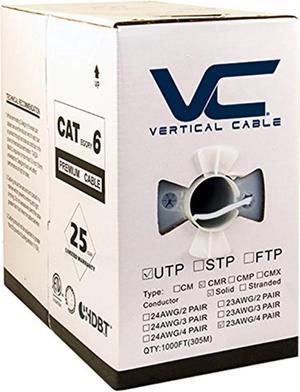 vertical cable cat6, 550 mhz, utp, 23awg, solid bare copper, 1000ft, white, bulk ethernet cable