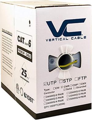 vertical cable cat6, 550 mhz, utp, 23awg, solid bare copper, 1000ft, yellow, bulk ethernet cable