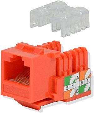 5 pack lot Keystone Jack Cat5e Orange Network Ethernet 110 Punchdown 8P8C