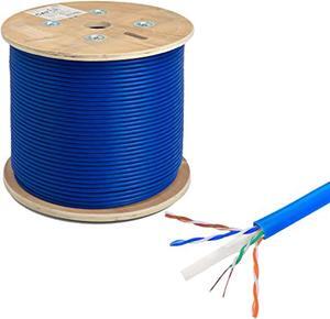 Cat6A UTP 1000ft Bulk Ethernet Network Cable 10G 23AWG Solid Wire Riser Blue