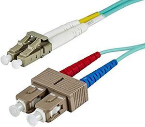 Monoprice Fiber Optic Cable - 2 Meter - Aqua | LC to SC, OM3, 50/125 Type, Multi Mode, 10Gb, Duplex