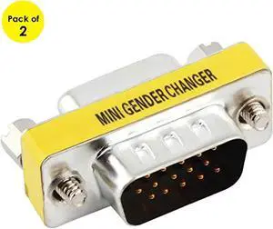 15 pin vga svga gender changer coupler adapter converter male to male - pack of 2