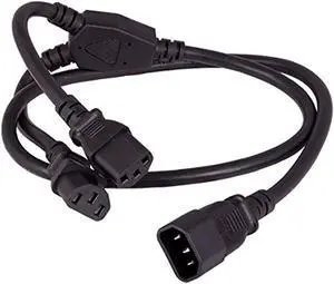 cable leader 3ft power extension cord splitter cable 16 awg iec320 c14 to iec320 c13 x 2