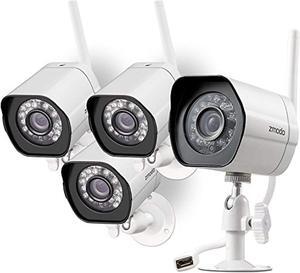 zmodo wireless security camera system (4 pack) smart hd outdoor wifi ip cameras with night vision - works with alexa