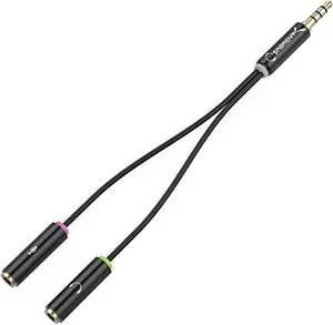 Sabrent 3.5mm Headset Splitter Adapter Cable for headsets with Separate Headphone/Microphone Plugs (CB-AUHM)