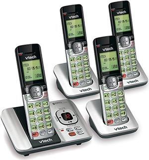 vtech cs6529-4 dect 6.0 phone answering system with caller id/call waiting, 4 cordless handsets, silver/black