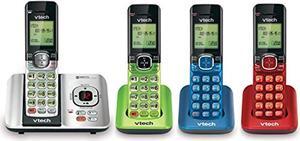 vtech cs6529-4b 4-handset dect 6.0 cordless phone with answering system and caller id, expandable up to 5 handsets, wall-mounta
