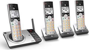 at&t cl82407 dect 6.0 expandable cordless phone with answering system & smart call blocker, silver/black with 4 handsets