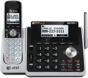 at&t tl88102 dect 6.0 2-line expandable cordless phone with answering system and dual caller id/call waiting, 1 handset, silver