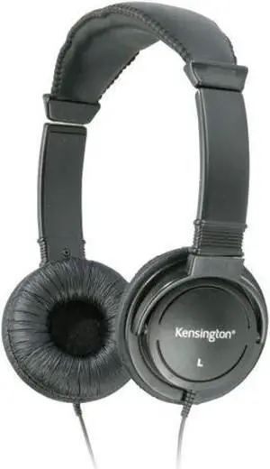 33137 kensington hi-fi stereo headphone - black - wired - 32 ohm - 20 hz 20 khz - gold plated - binaural - ear-cup - 9 ft cable