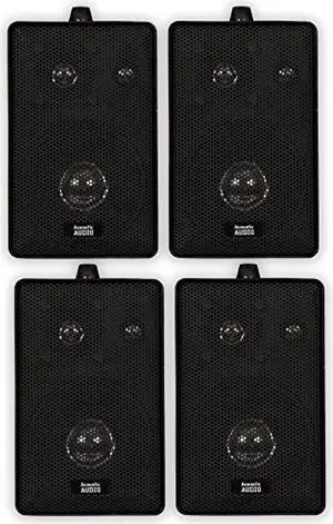 Acoustic Audio 251B Indoor Outdoor 3 Way Speakers 800 Watt Black 2 Pair Pack 251B-2Pr
