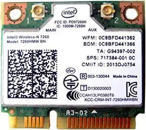 intel wireless-n 7260 7260hmw bn half mini pci-e bluetooth bt wireless wifi card 802.11 b g n 717384 710661 001 for hp laptop