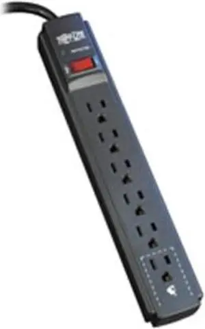 tripp-lite tlp606b protect it 6-outlet surge protector, 6' cord, 790 joules, diagnostic led, black housing