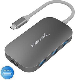 sabrent 8-in-1 usb type-c hub with hdmi(4k) output, 3 usb 3.0 ports, 1 usb 2.0 port, sd/microsd multi-card reader [4k and power
