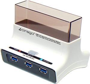 Cirago Hard Drive Docking Station with 3 Port USB 3.0 Hub for HDD/SSD, CDD3003