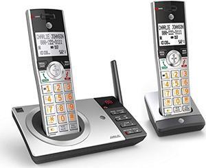 at&t cl82207 dect 6.0 expandable cordless phone with answering system & smart call blocker, silver/black with 2 handset
