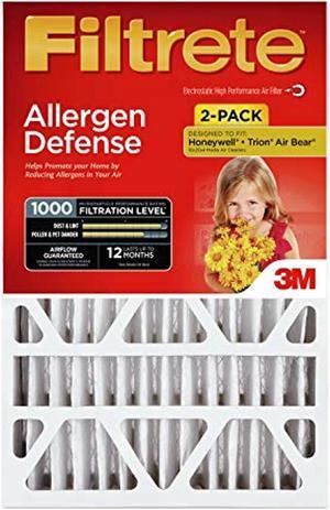 filtrete 16x25x4, ac furnace air filter, mpr 1000 dp, micro allergen defense deep pleat, 2-pack