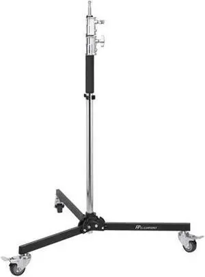 flashpoint folding wheeled base stand (black/chrome-plated, 9')