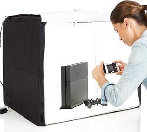 basics portable foldable photo studio box with led light - 25 x 30 x 25 inches