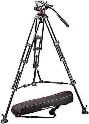 manfrotto mvh502a,546bk1 professional fluid video system with aluminum legs and mid spreader black