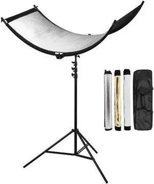 glow arclight curved reflector kit with 7.2' pro air-cushioned heavy-duty light stand
