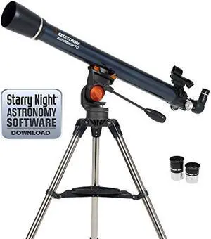 celestron - astromaster 70az telescope - refractor telescope - fully coated glass optics - adjustable height tripod - bonus ast