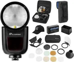 flashpoint zoom li-on x r2 ttl on-camera round flash speedlight kit for nikon (godox v1)
