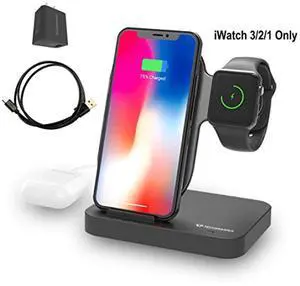 Techsmarter Wireless Charging Station Dock for iPhone, Apple Watch and AirPods. Compatible with Apple iPhone 15, 14, 13, 12, 11, XR, XS, X, 8, iWatch 7, 6, 5, 4, 3, 2, 1 Techsmarter Wireless Charging Station Dock for iPhone, Apple Watch and AirPods. Compatible with Apple iPhone 15, 14, 13, 12, 11, XR, XS, X, 8, iWatch 7, 6, 5, 4, 3, 2, 1