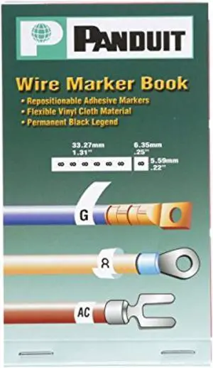 panduit pcmb-1 pre-printed wire marker book, vinyl cloth, .22 by 1.38-inch l, 0 thru 9 legends only