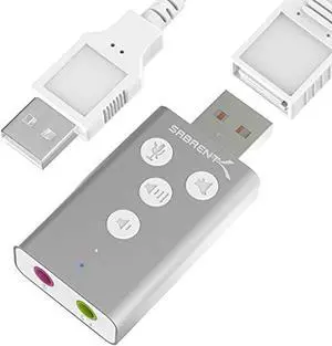 SABRENT Aluminum USB External 3D Stereo Sound Adapter for Windows and Mac. Plug and Play No Drivers Needed. [Silver] (AU-DDAS)