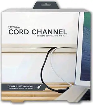 ut wire utw-cc1001-wh 10-feet cord channel raceway, paintable white