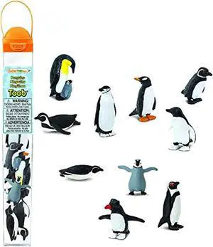 safari ltd penguin toob with 10 fun and flightless figurines, including gentoo, humboldt, chinstrap, rockhopper, galapagos, ade