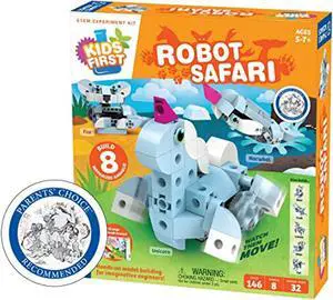 thames & kosmos kids first: robot safari - introduction to motorized machines science experiment kit for ages 5 to 7, build 8 r