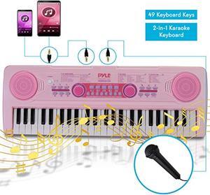 electric keyboard piano for kids-portable 49 key electronic musical karaoke keyboard, learning keyboard for children w/drum pad