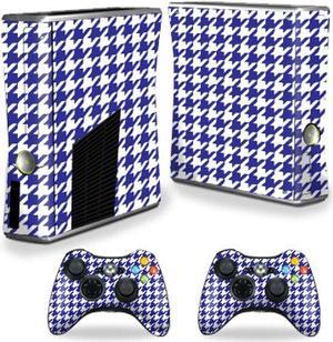 mightyskins skin compatible with xbox 360 s slim  2 controllers  blue houndstooth  protective durable and unique vinyl wra